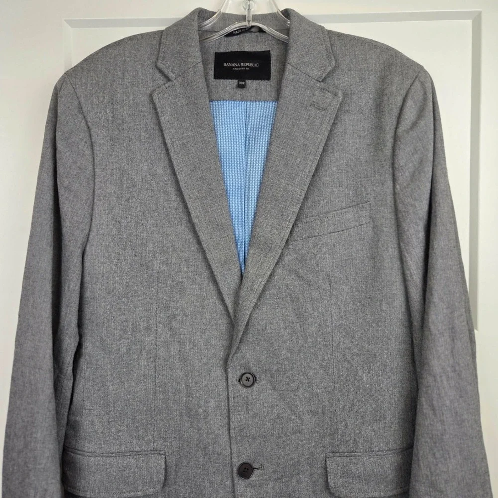 Banana Republic Tailored Fit Gray Blazer Sport Coat‎ 38R Emmetex Italian Fabric
